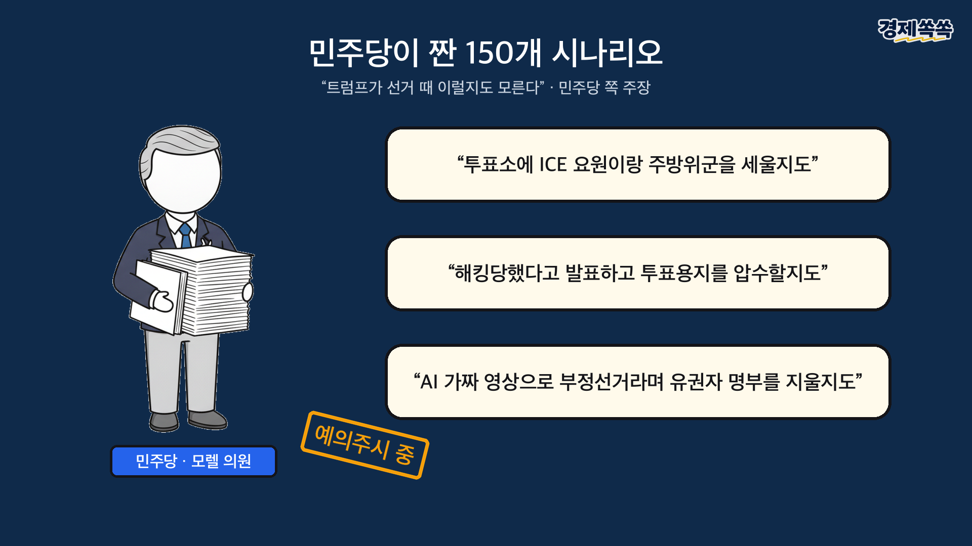 민주당이 짠 150개 시나리오 - 모렐 의원, 트럼프가 선거 때 이럴지도 모른다